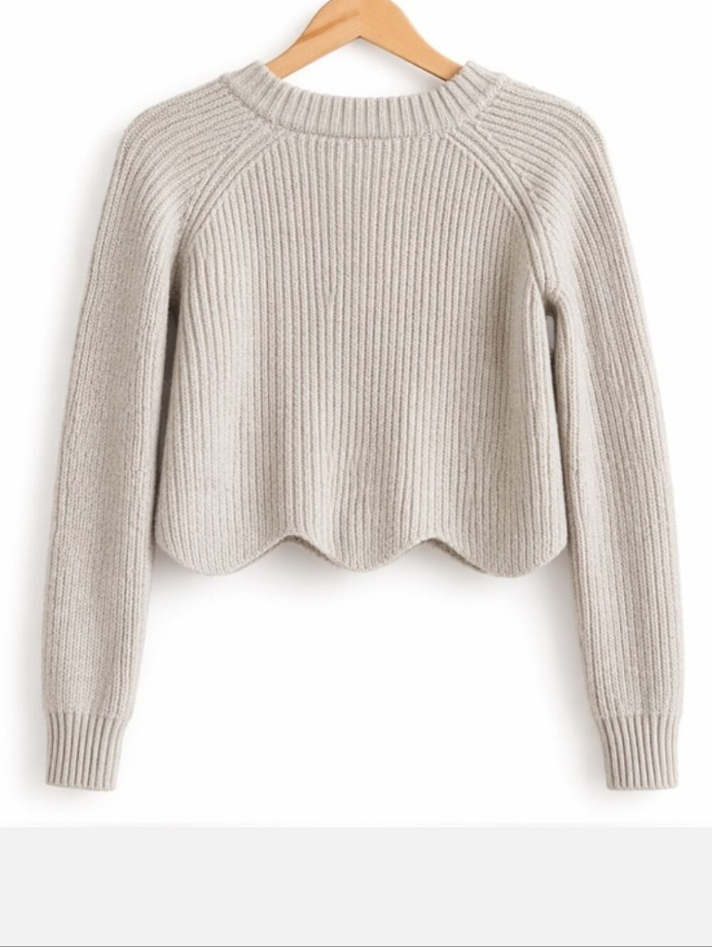 Wilfred Taupe Scalloped Hem Ribbed Sweater
